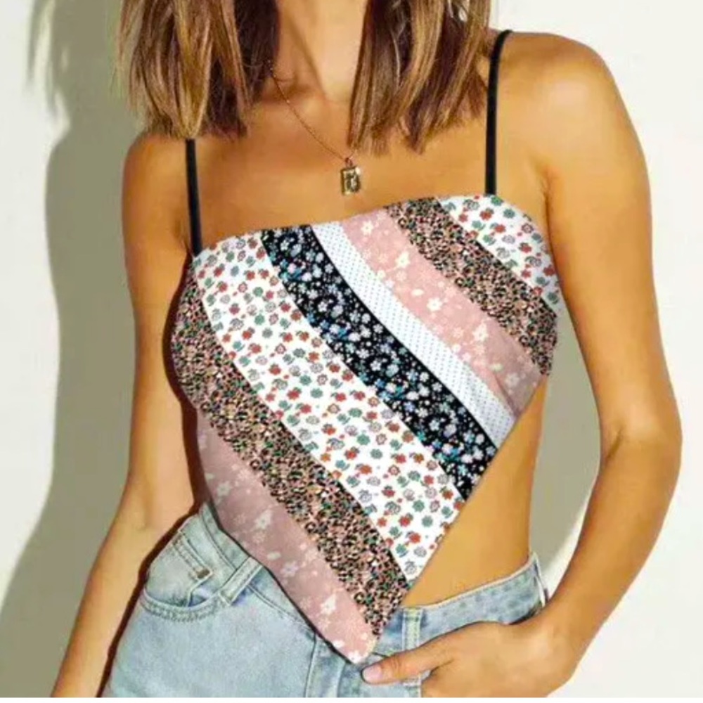 SUMMER 🌴 Patterned Bandeau Tie Back Top